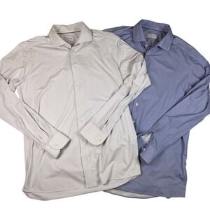 Eton Contemporary Fit Shirt Lot 2 Mens 17 43 Blue White Stretch Button Down